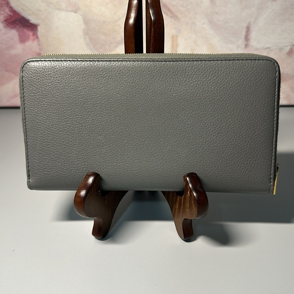 22 Celine Paris gray grained calfskin leather zip long continental wallet - Picture 5 of 8